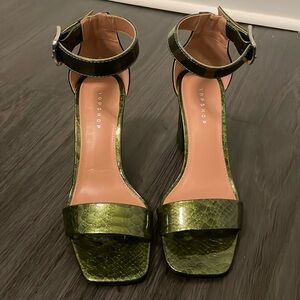 Topshop Green Snake Skin Heels - Size 38